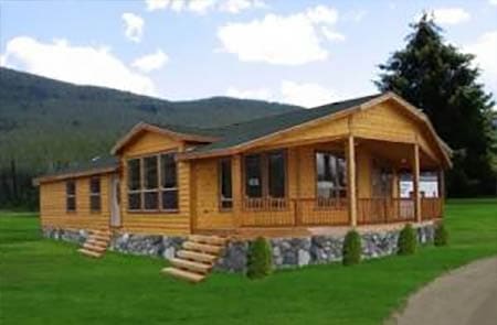 Nice new log cabin style manufactured home with staircases in California